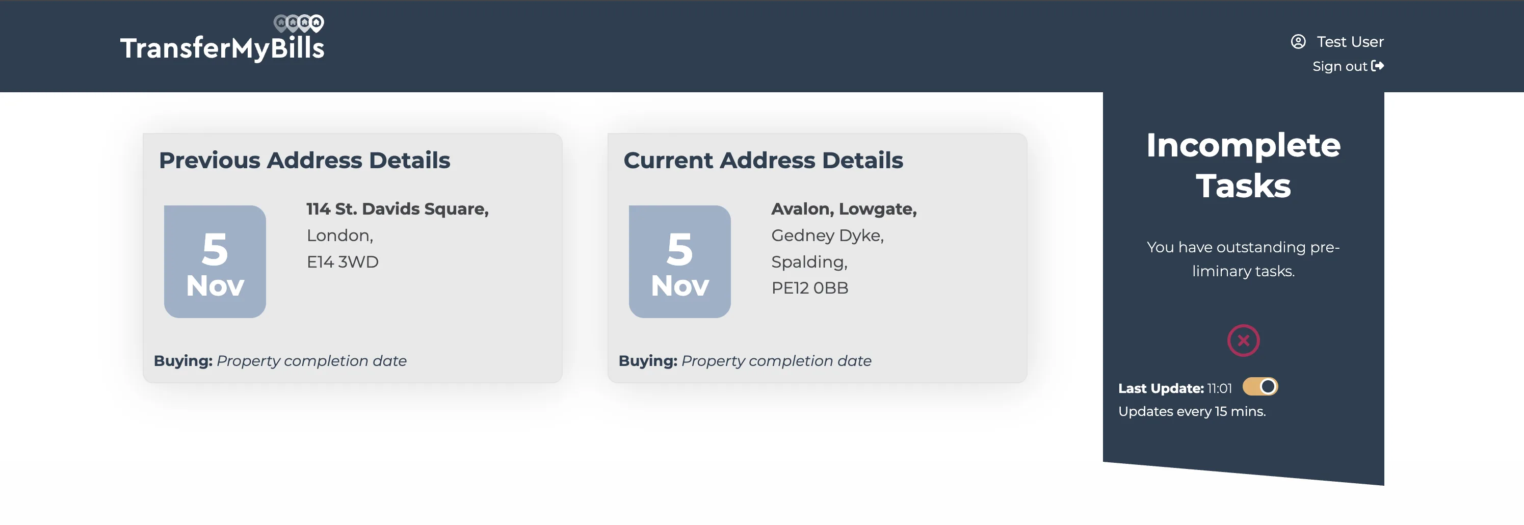 TransferMyBills client zone preview